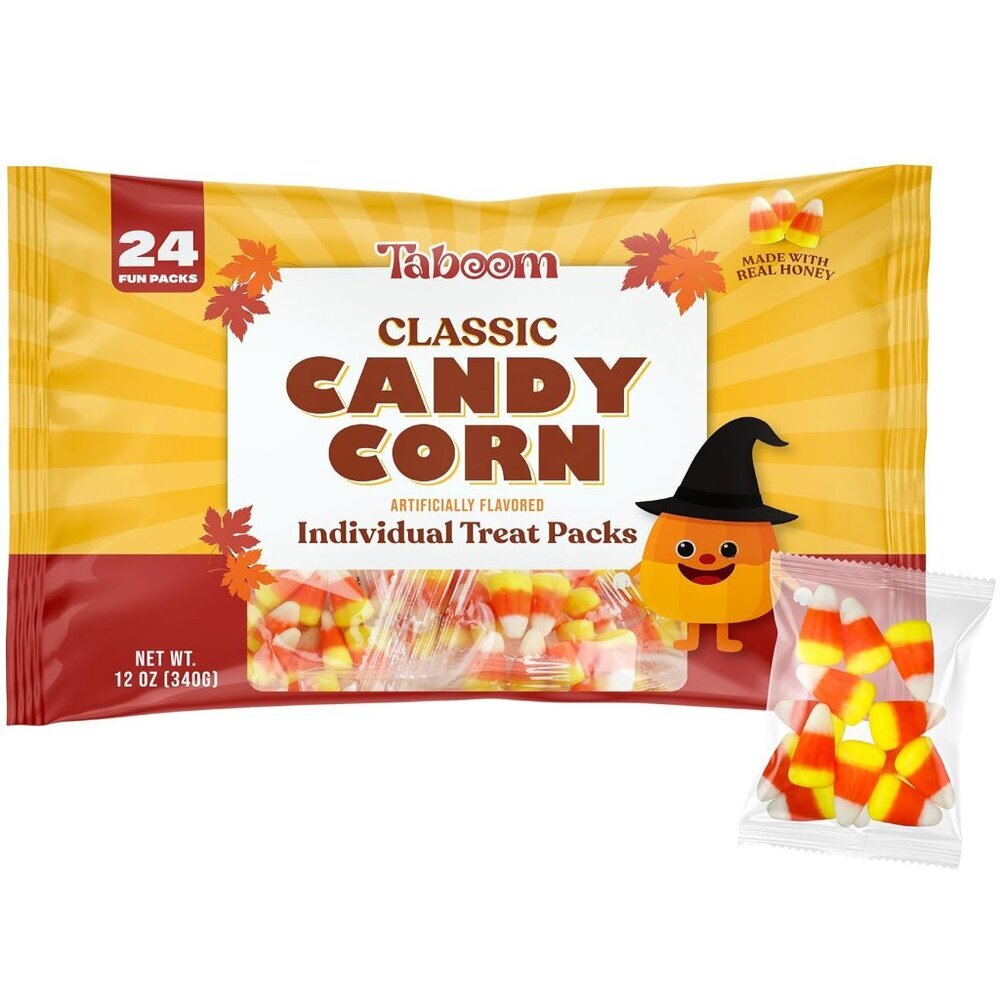 Halloween Candy Corn Individual Packets - 24 Count Treat Size Bags, Classic Tri-